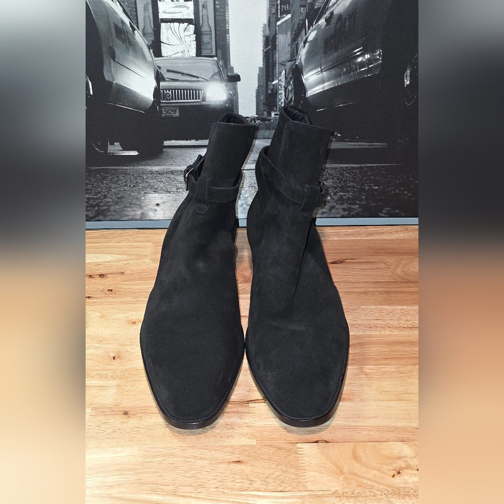 Saint Laurent Paris Wyatt Jodhpur harness boots in black suede EU 46 / US 13 - Picture 5 of 13